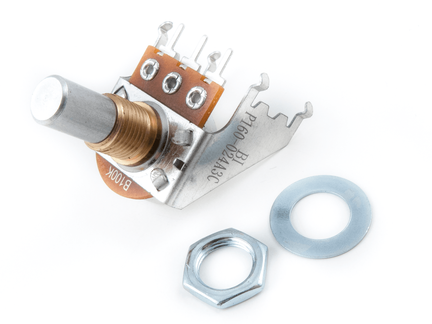 100K B Taper Snap-In Pot, Solid Shaft