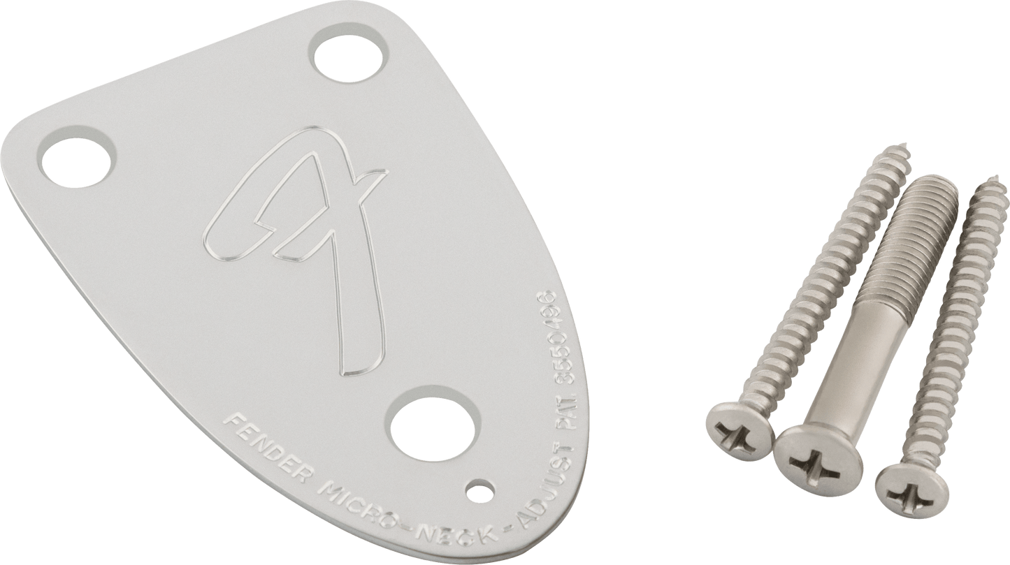 '70s Vintage-Style 3-Bolt "F" Stamped Guitar Neck Plate, Chrome
