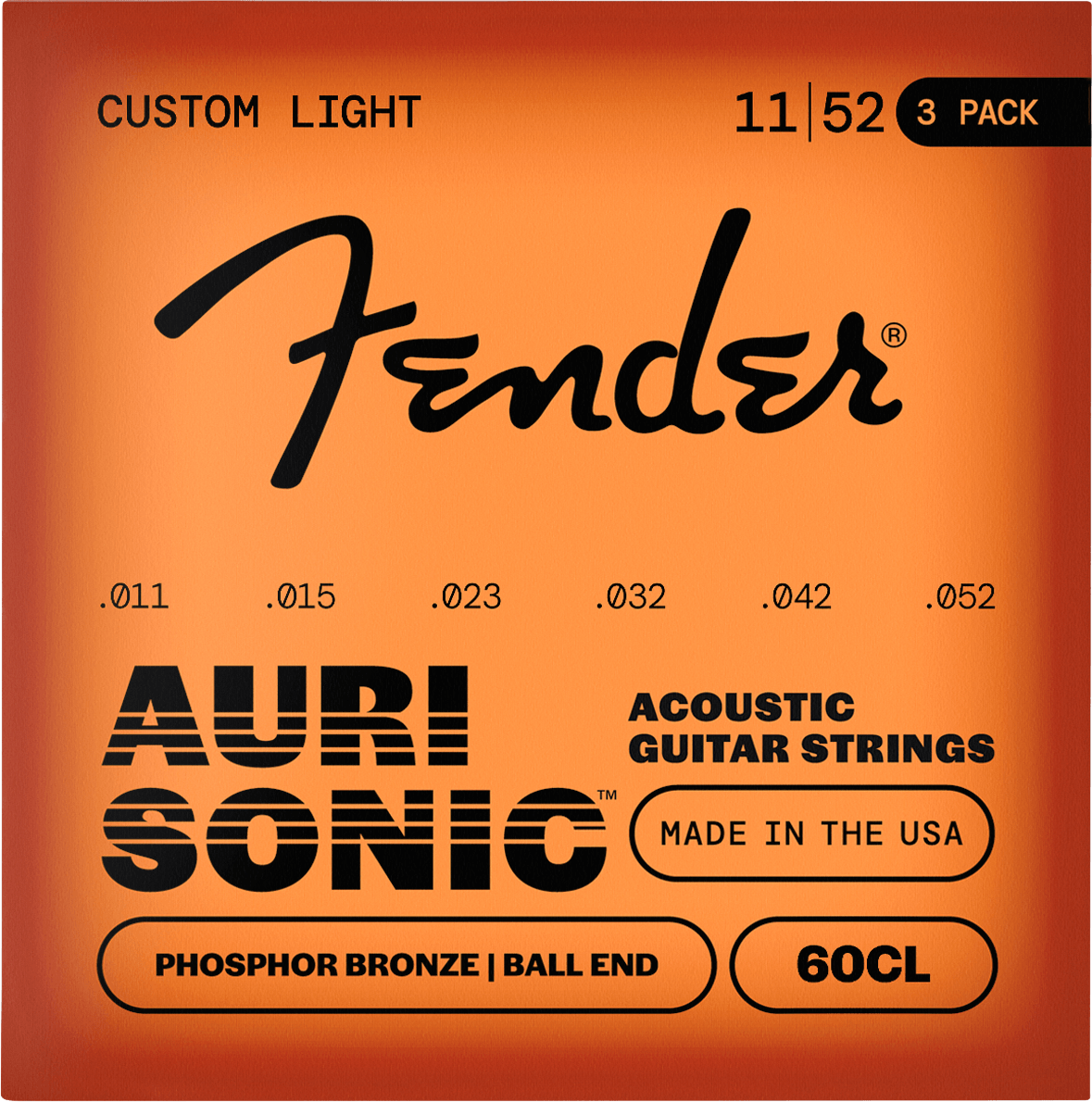 AuriSonic™ 60 Phosphor Bronze Acoustic Guitar Strings (3-Pack)