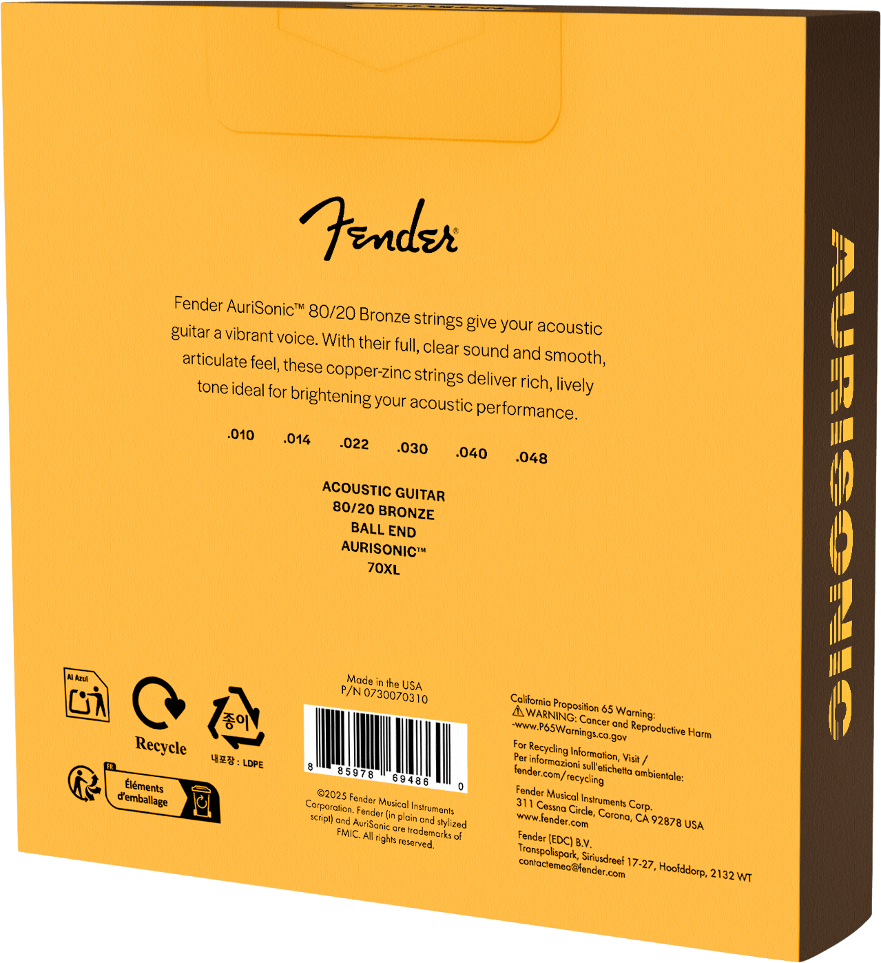 AuriSonic™ 70 80/20 Bronze Acoustic Guitar Strings (3-Pack)