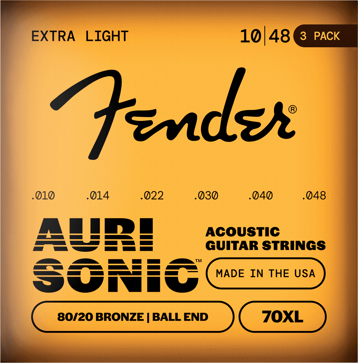 AuriSonic™ 70 80/20 Bronze Acoustic Guitar Strings (3-Pack)