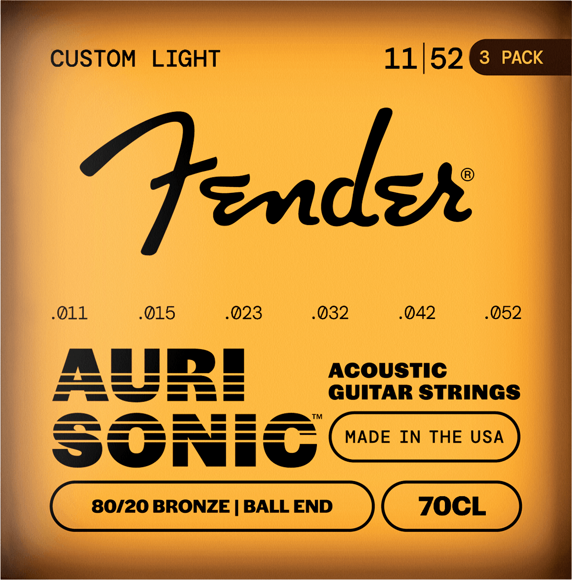 AuriSonic™ 70 80/20 Bronze Acoustic Guitar Strings (3-Pack)