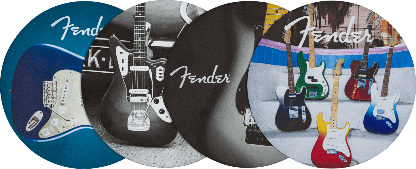 Fender™Guitar Coaster Set, 4-Pack, Multi-Color Leather
