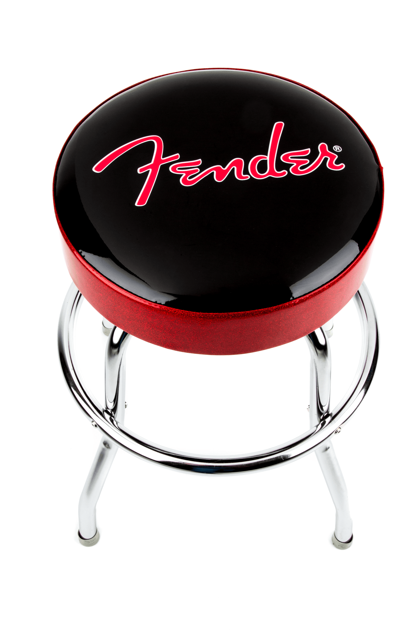 Fender® Red Sparkle Logo Barstool, Black and Red Sparkle