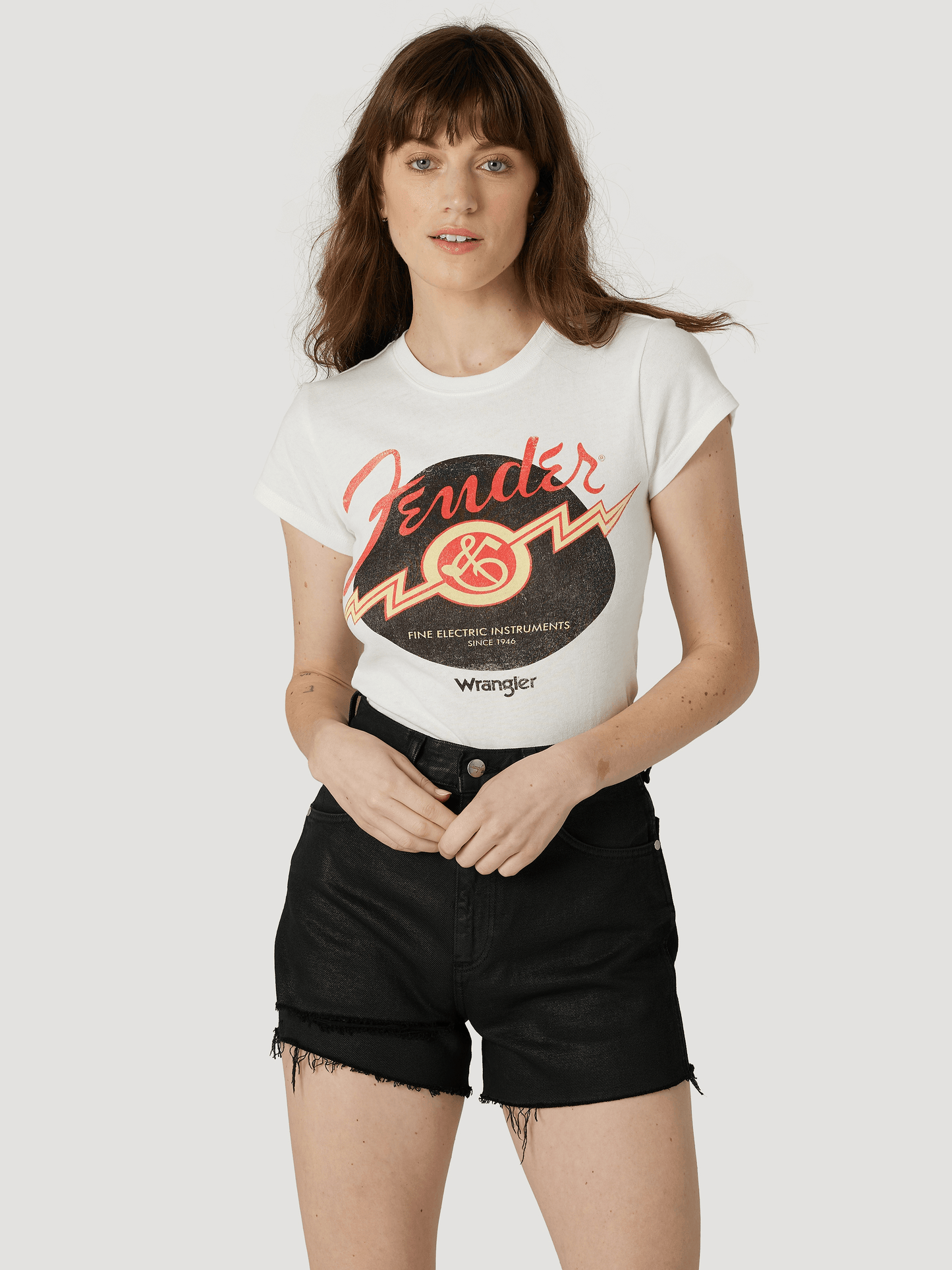 Fender® x Wrangler® Women's Shrunken Band Tee, Vintage White